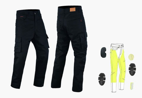 BGA Robin Men Motorcycle Protective Cargo Jeans Black