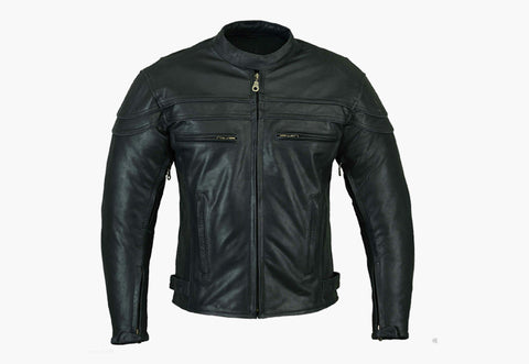 BGA STURGIS MEN LEATHER MOTORCYCLE JACKET BLACK