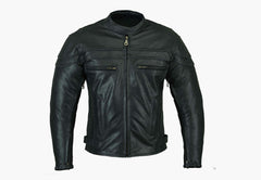 BGA STURGIS MEN LEATHER MOTORCYCLE JACKET BLACK