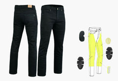 BGA Mens Motorcycle Protective Stretch Jeans Black