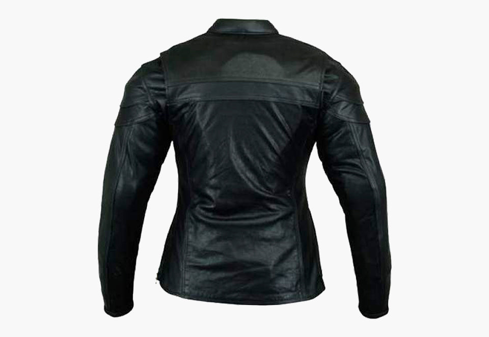 BGA STURGIS WOMEN LEATHER MOTORCYCLE JACKET BLACK