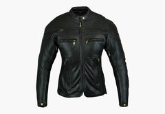 BGA STURGIS WOMEN LEATHER MOTORCYCLE JACKET BLACK