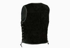 BGA Aero Motorcycle Suede Vest White Braided