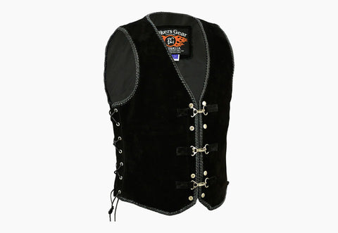 Aero Motorcycle Suede Spanish Braided with Metal Clips Lined Vest