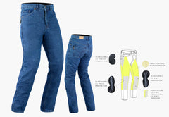 BGA Forster Men Motorcycle Classical Denim Jeans Blue