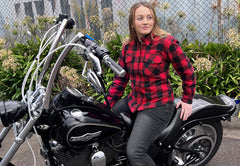 BGA Exo Lady Protective Motorcycle Flannel Shirts Red/Black