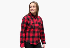 BGA Exo Lady Protective Motorcycle Flannel Shirts Red/Black