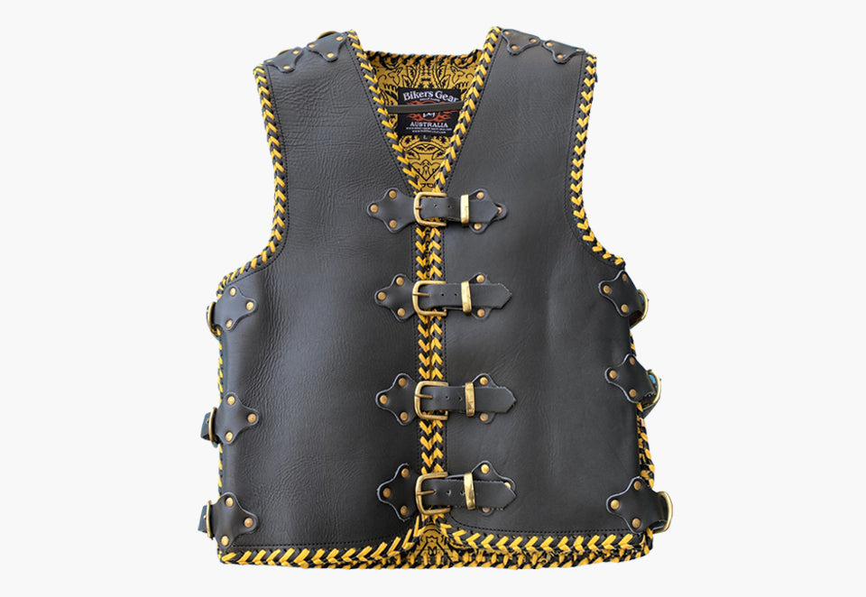 BGA Parkes 3-4mm HD Braided Motorcycle Leather Club Vest