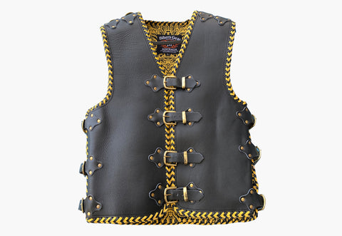 BGA Parkes 3-4mm HD Braided Motorcycle Leather Club Vest