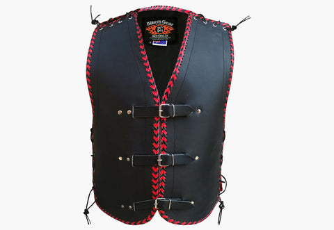 Vigor Men 3MM Leather Braided Motorcycle Club Vest