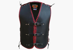 Vigor Men 3MM Leather Braided Motorcycle Club Vest