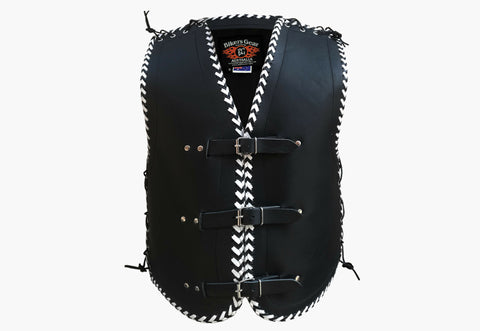 Vigor Men 3MM Leather Braided Motorcycle Club Vest