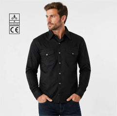 BGA Tracer Men Protective Motorcycle Flannel Shirts Solid Black