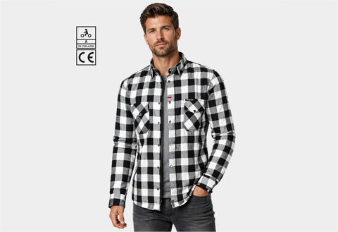 BGA Exo Protective Motorcycle Flannel Shirts White/Black