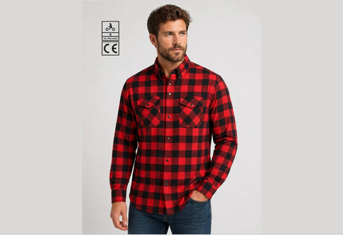 BGA Exo Protective Motorcycle Flannel Shirts Red/Black
