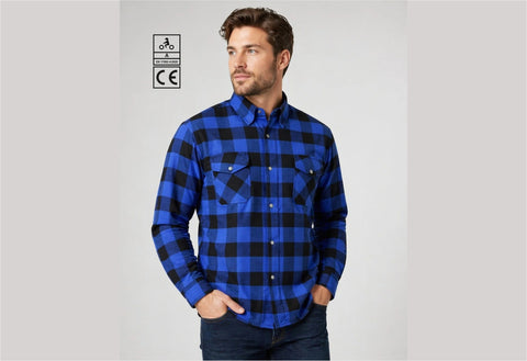 BGA Exo Protective Motorcycle Flannel Shirts Blue/Black
