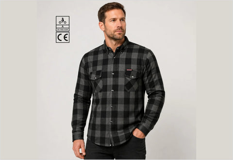 BGA Exo Protective Motorcycle Flannel Shirts Grey/Black