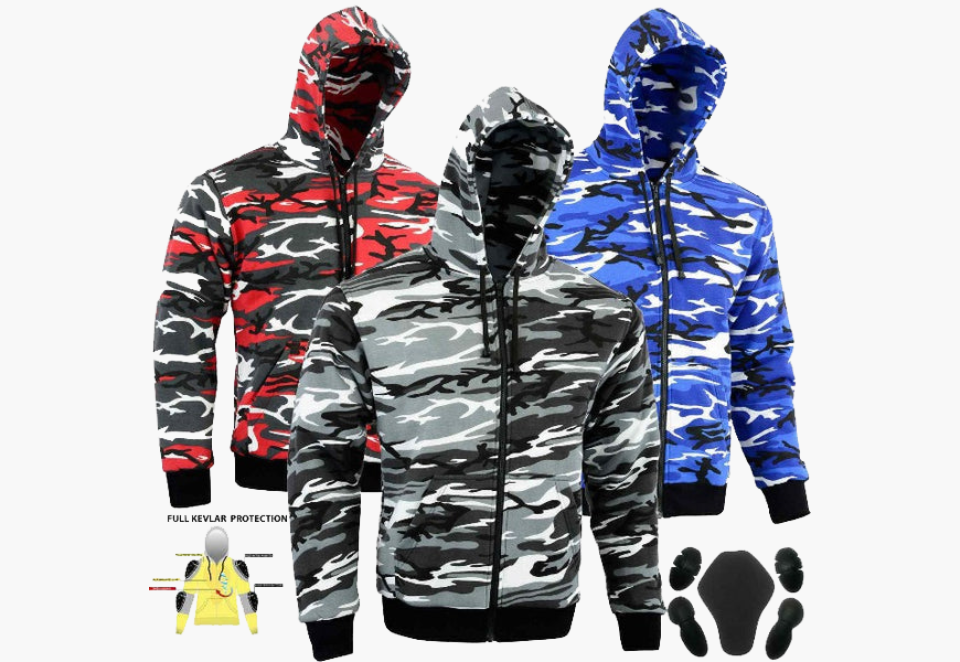 BGA Alpha Protective Motorcycle Hoodies Camo with CE Armour