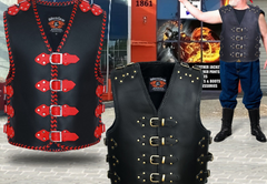 BGA Atlas 4mm HD Leather Motorcycle Vests Gold/Silver Buckles