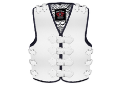 BGA Atlas 4mm HD Motorcycle Leather Vest White With Silver Buckles