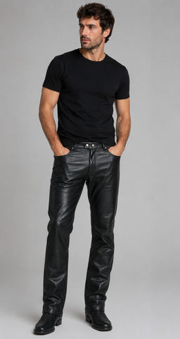 BGA Hobart Mens Leather Motorcycle Jeans Pants