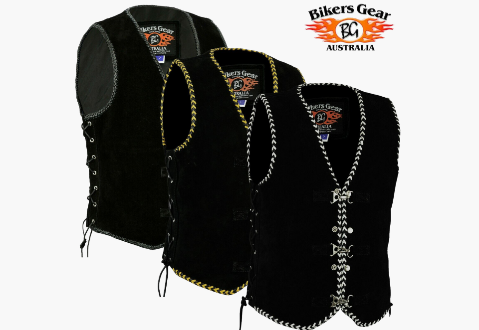 BGA Legacy Motorcycle Suede Spanish Braid with Metal Clips Vests