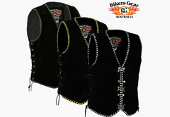BGA Legacy Motorcycle Suede Spanish Braid with Metal Clips Vests