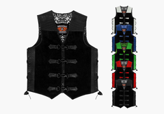 BGA Men's 3MM Thick Crocodile Pattern Suede Leather Motorcycle Vest – Stylish Biker Riding Gear