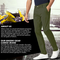 BGA Stork Men's Motorcycle Protective Chinos Pants Olive