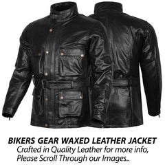 BGA Trail Master vintage waxed leather motorcycle jacket front view