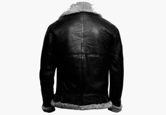 Men B3 Bomber Flying RAF Aviator Real Fur Collar Leather Jacket with Grey Fur