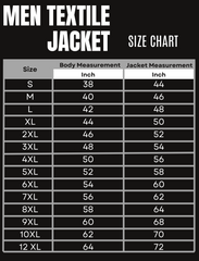 BGA AVALANCHE WP TEXTILE JACKET BLACK Size Chart