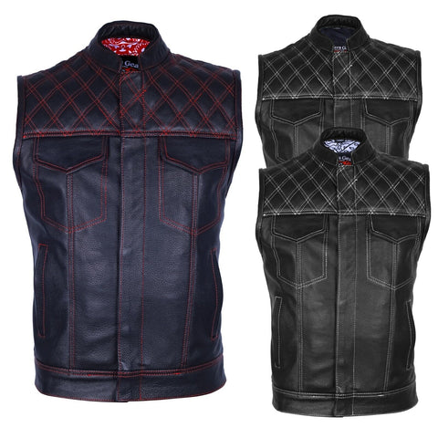 BGA MOTORCYCLE CLUB LEATHER VEST DIAMOND QUILTED