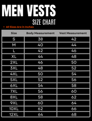 BGA 3-4 mm HD Motorcycle Leather Club Vest Black Size Chart