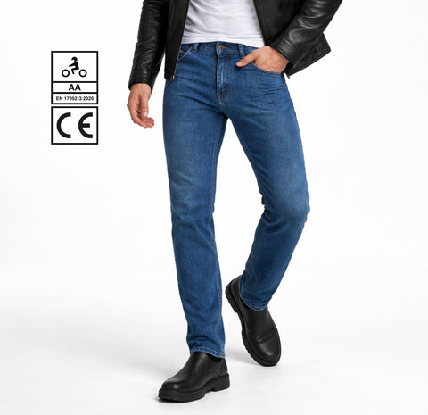 BGA Forster Men Motorcycle Jeans Blue