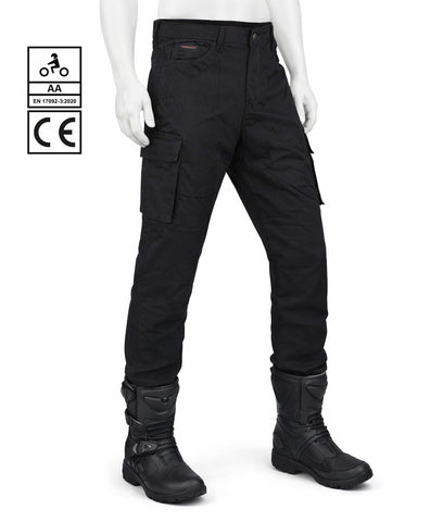 BGA Robin Men Motorcycle Protective Cargo Jeans Black