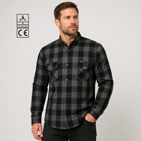 BGA Exo Protective Motorcycle Flannel Shirts Grey/Black
