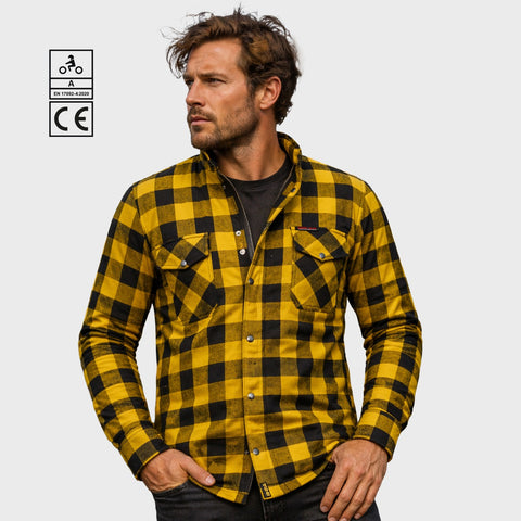 BGA Exo Protective Motorcycle Flannel Shirts Yellow