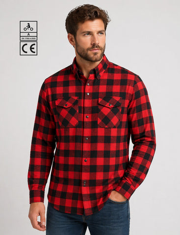BGA Exo Protective Motorcycle Flannel Shirts Red/Black