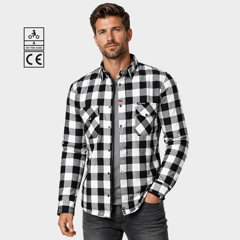 BGA Exo Protective Motorcycle Flannel Shirts White/Black
