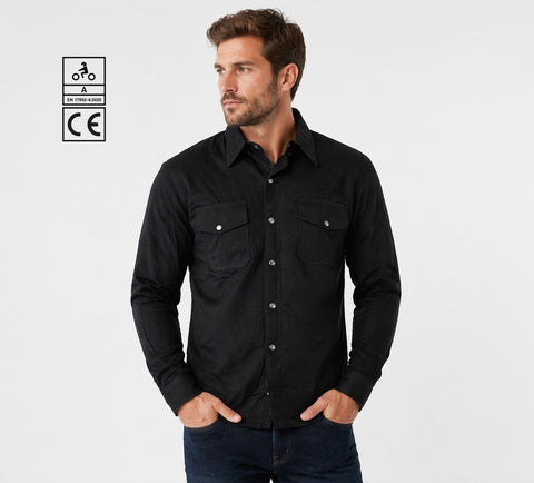 BGA Tracer Men Protective Motorcycle Flannel Shirts Solid Black