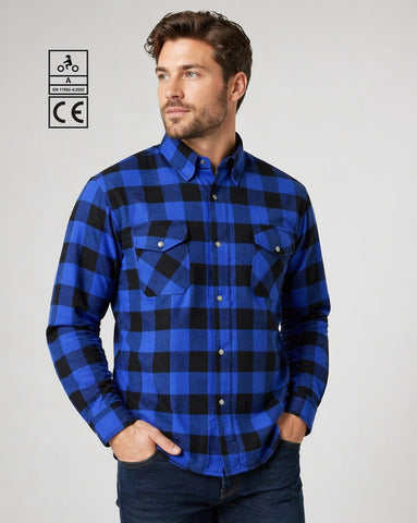 BGA Exo Protective Motorcycle Flannel Shirts Blue/Black