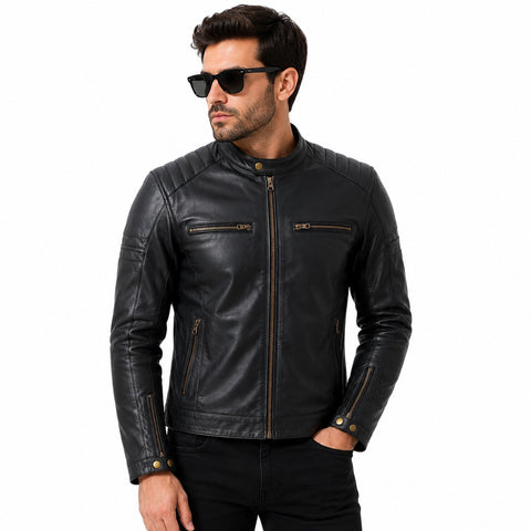 BGA Roadster Classic Leather Jacket Black