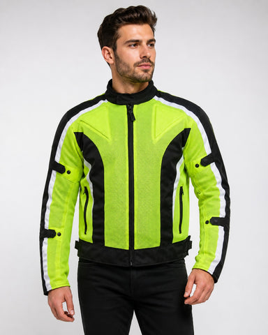 BGA Chicane Black/Green Summer Mesh Motorcycle Jacket Breathable & Armoured