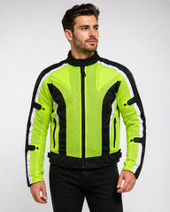 BGA Chicane Black/Green Summer Mesh Motorcycle Jacket Breathable & Armoured