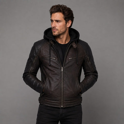 BGA Cobar waxed Nubuck Leather Jacket Brown