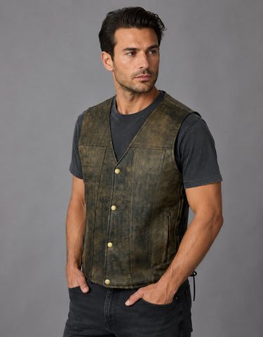 BGA Copper Men Motorcycle Vest Brown