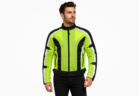 BGA Chicane Black/Green Summer Mesh Motorcycle Jacket Breathable & Armoured