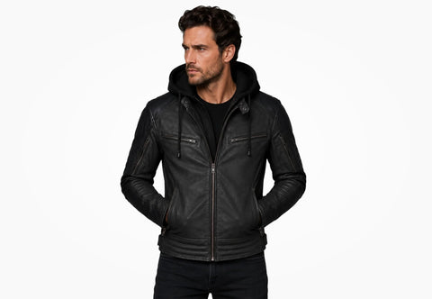 BGA Cobar waxed Nubuck Leather Jacket Black