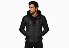 BGA Cobar waxed Nubuck Leather Jacket Black